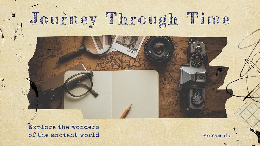 Journey through time banner template, editable design