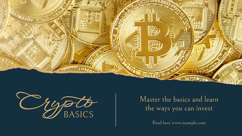 Crypto basics blog banner template, editable text & design