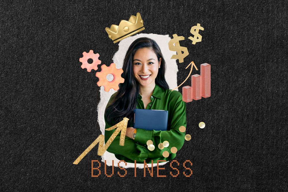 Business woman, editable collage remix