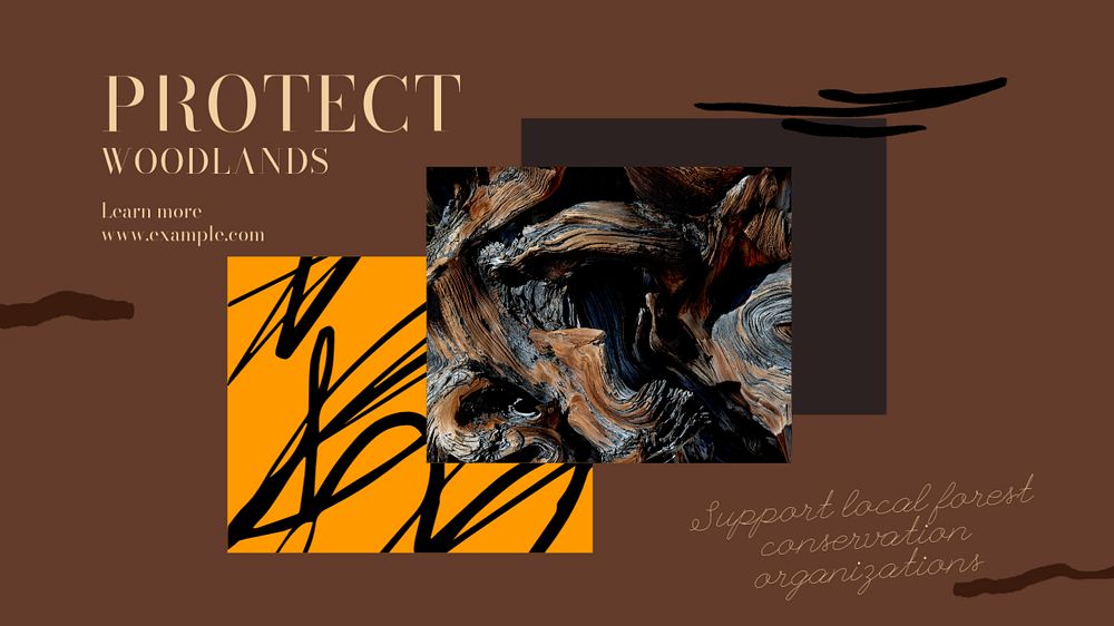 Protect woodlands blog banner template, editable text & design