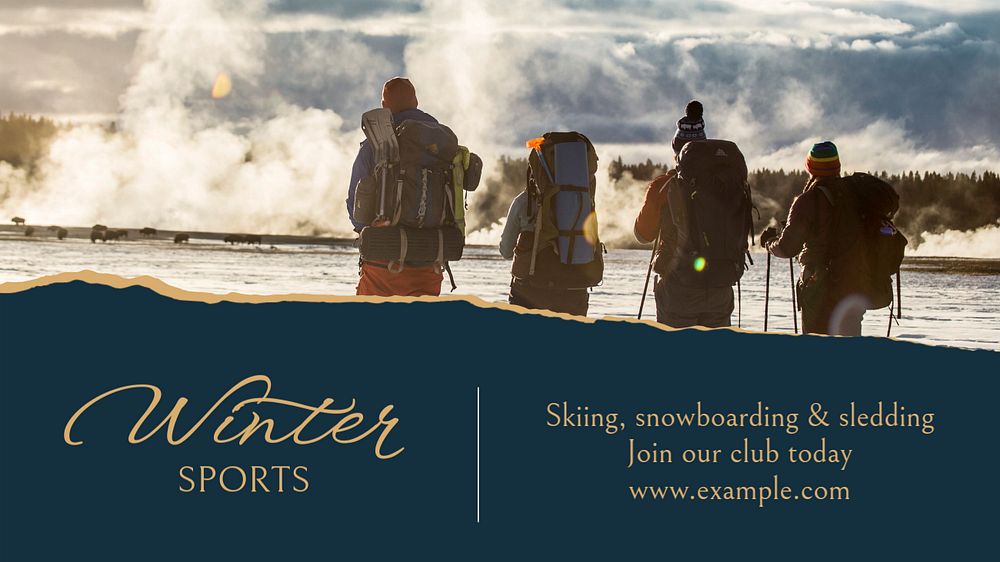 Winter sports blog banner template, editable text & design