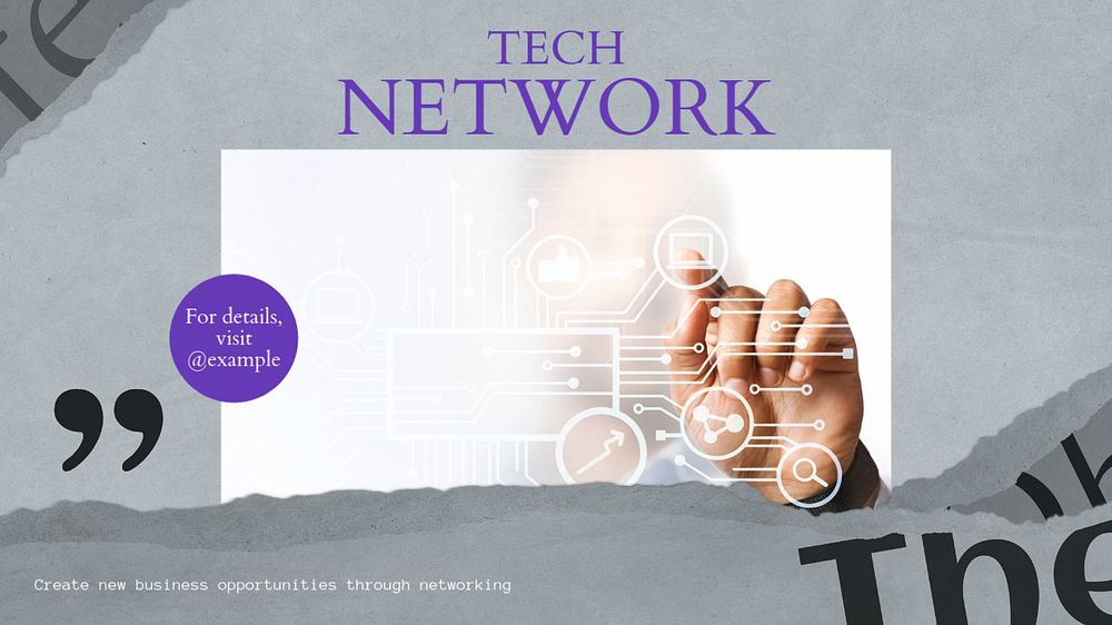 Tech network blog banner template, editable text & design