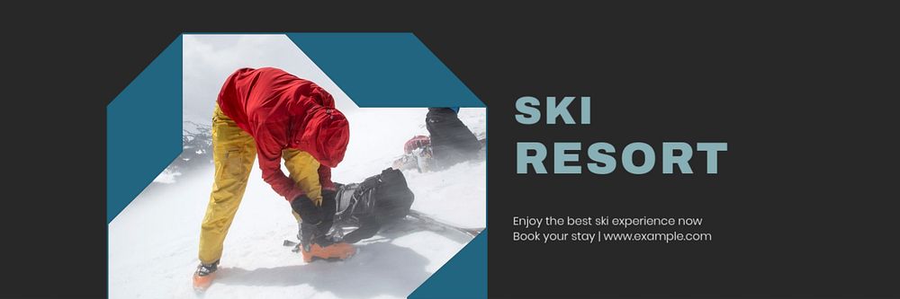 Ski resort email header template, editable text & design