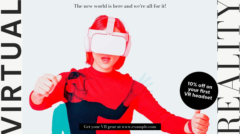 Virtual reality blog banner template, editable text & design