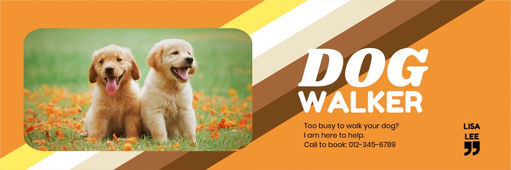 Dog walker email header template, editable text & design