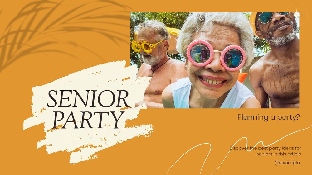 Senior party blog banner template, editable text & design