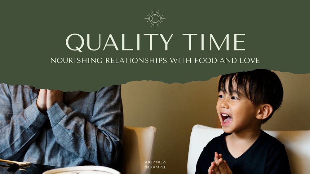 Quality time blog banner template, editable text & design