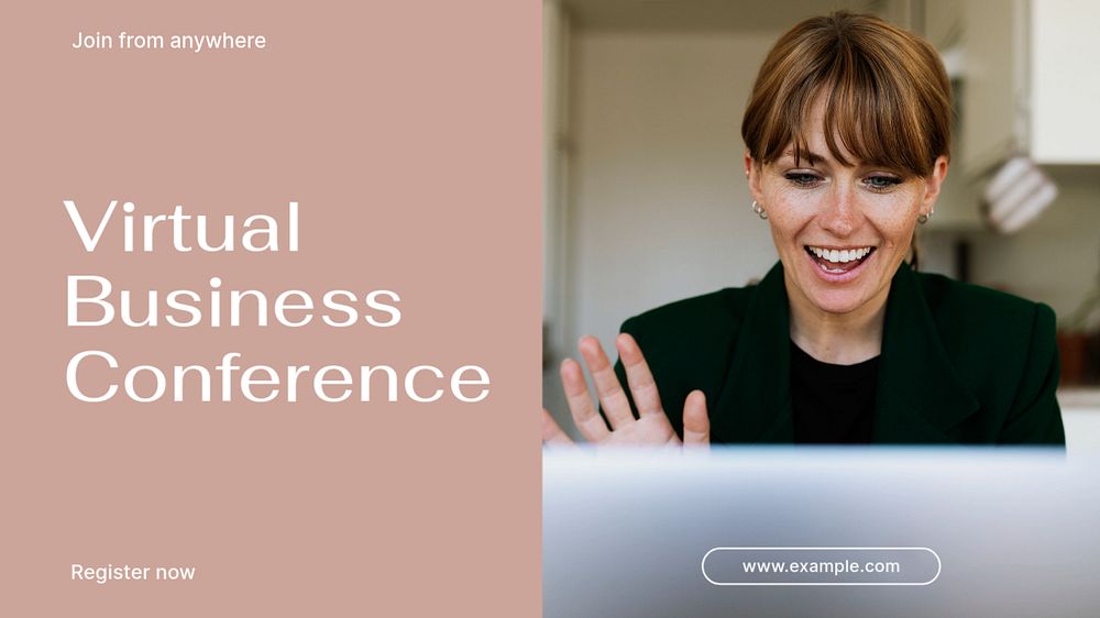 Virtual business conference blog banner template, editable text & design