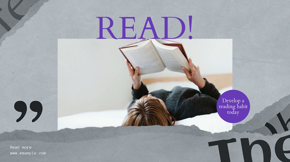 Reading habit blog banner template, editable text & design