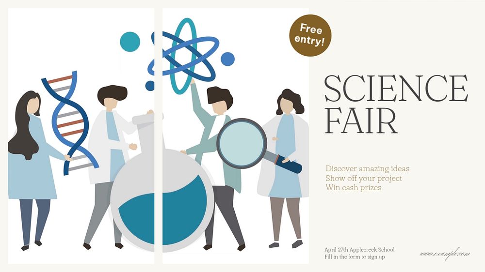 Science fair blog banner template, editable text & design