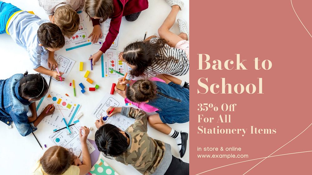 Stationery sale blog banner template, editable text & design