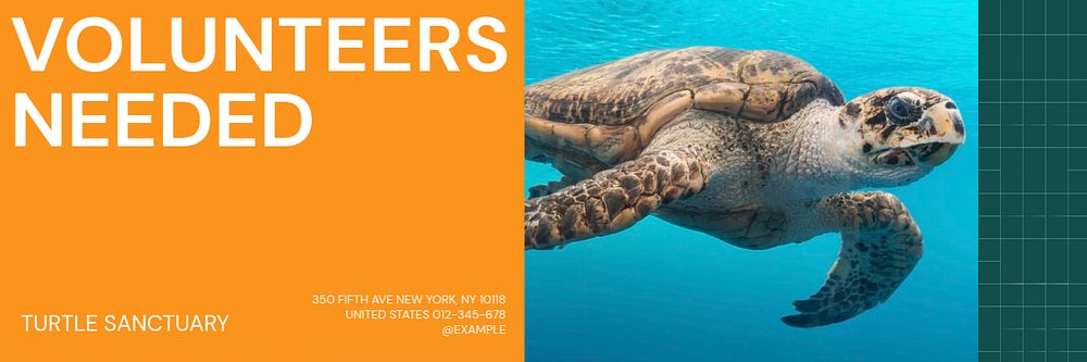 Turtle endangered ocean environment email header template, editable text & design