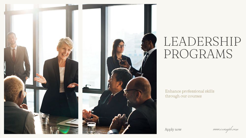 Leadership programs blog banner template, editable text & design