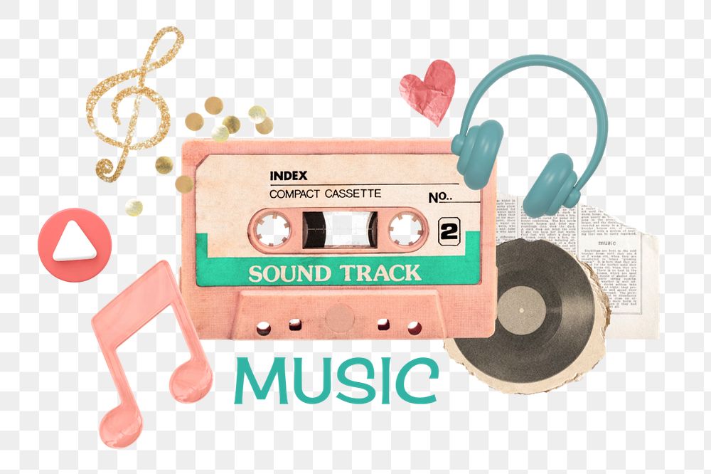 Music png element, editable collage remix design