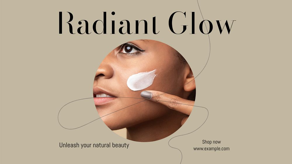 Glow & natural beauty blog banner template, editable text & design