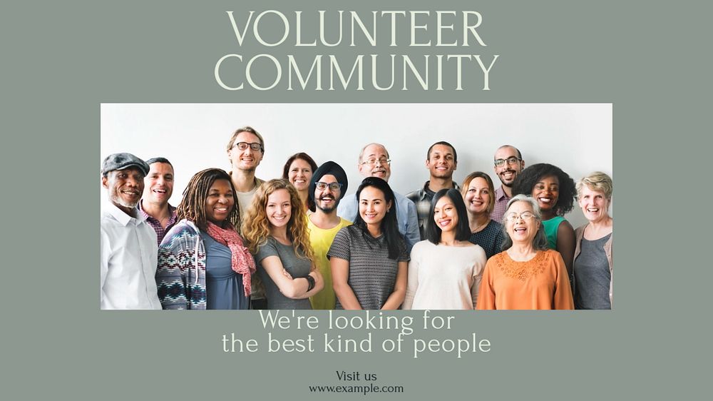 Volunteer community blog banner template, editable text & design