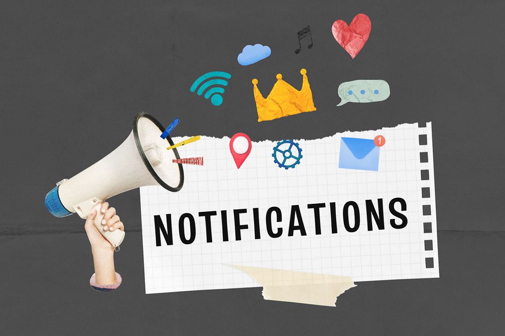 Editable reminder note, digital marketing notifications collage remix design