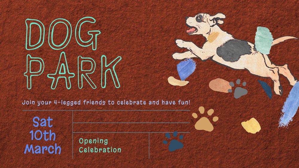 Dog park Facebook cover template, editable design