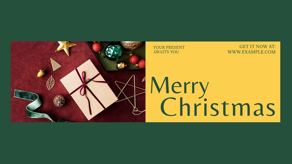 Merry christmas blog banner template, editable text & design