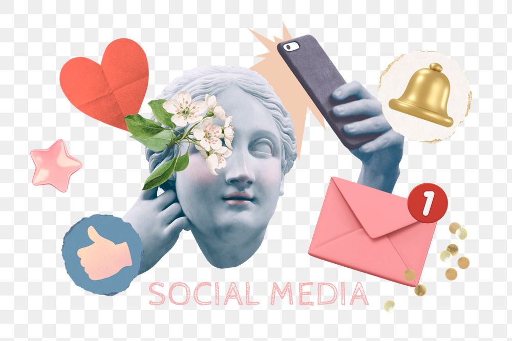 Social media png element, editable collage remix design