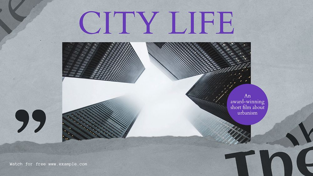 City life film blog banner template, editable text & design