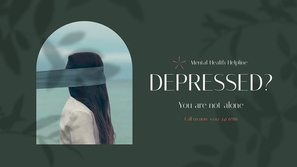 Depression support blog banner template, editable text & design