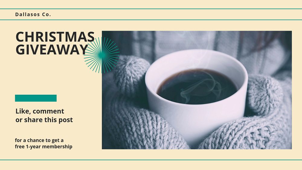 Christmas giveaway blog banner template, editable text & design