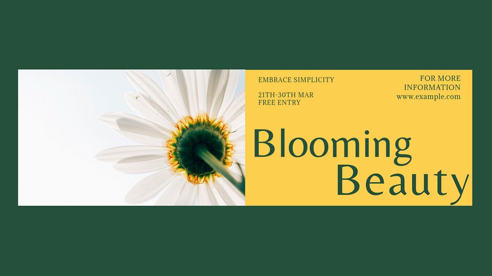 Blooming beauty blog banner template, editable text & design