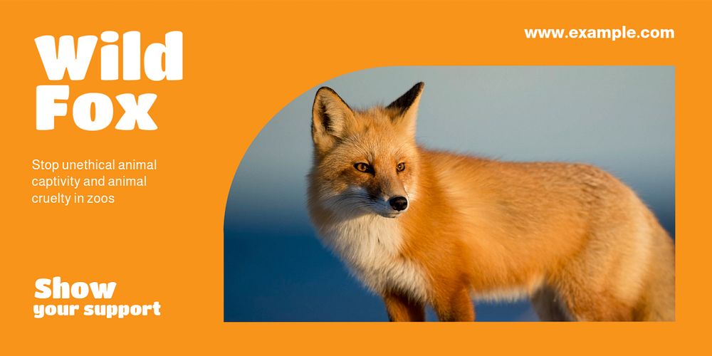 Wild fox Twitter ad template, editable text & design