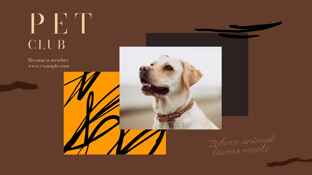 Pet club blog banner template, editable text & design