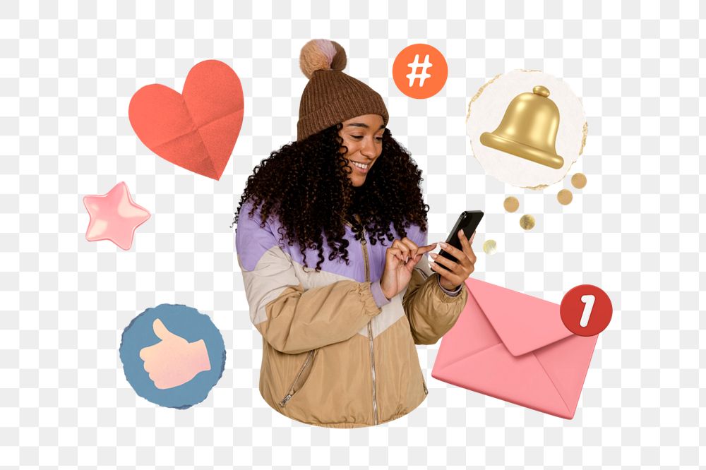 Influencer marketing png element, editable collage remix design