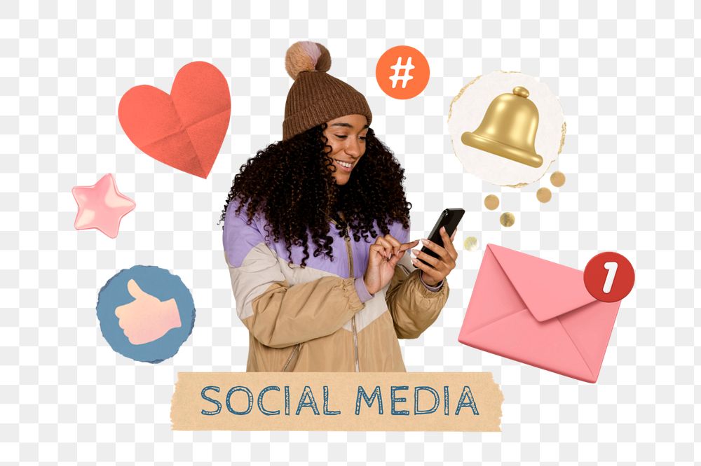 Social media png element, editable collage remix design