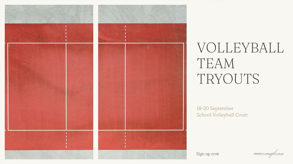 Volleyball team tryouts blog banner template, editable text & design