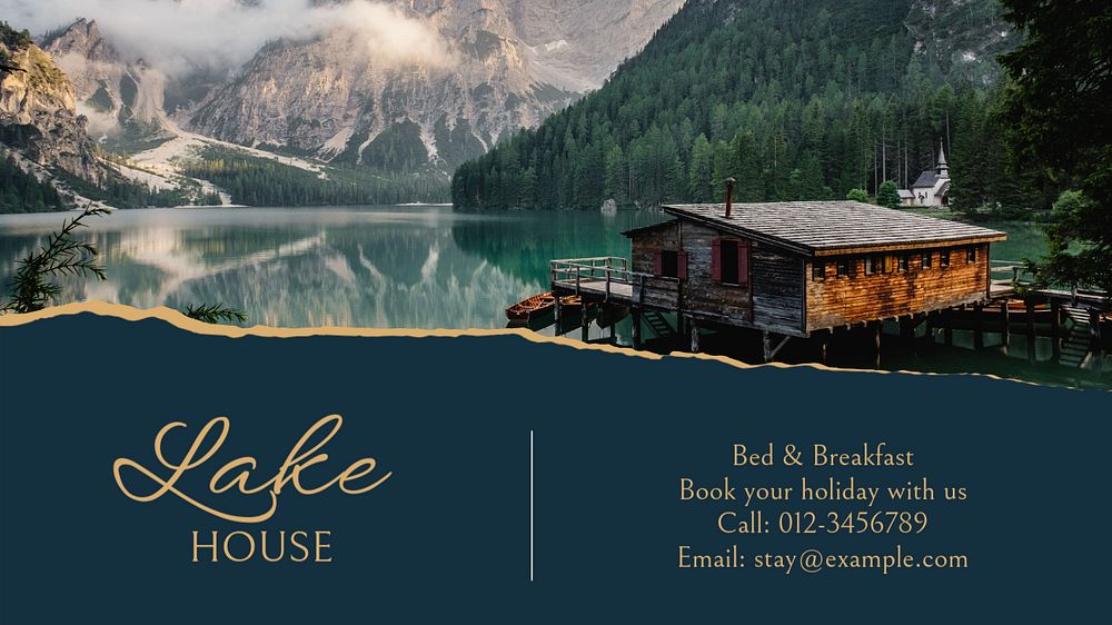 Lake house blog banner template, editable text & design