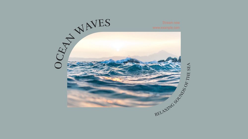 Ocean waves blog banner template, editable text & design