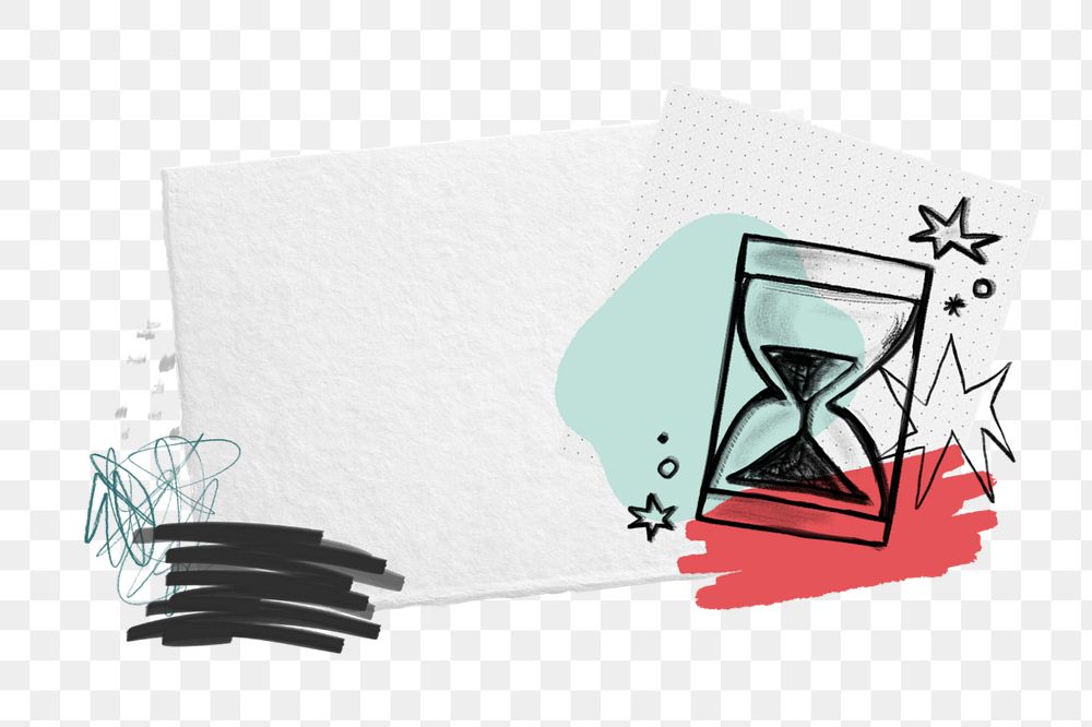 Notepaper png element, editable hourglass design