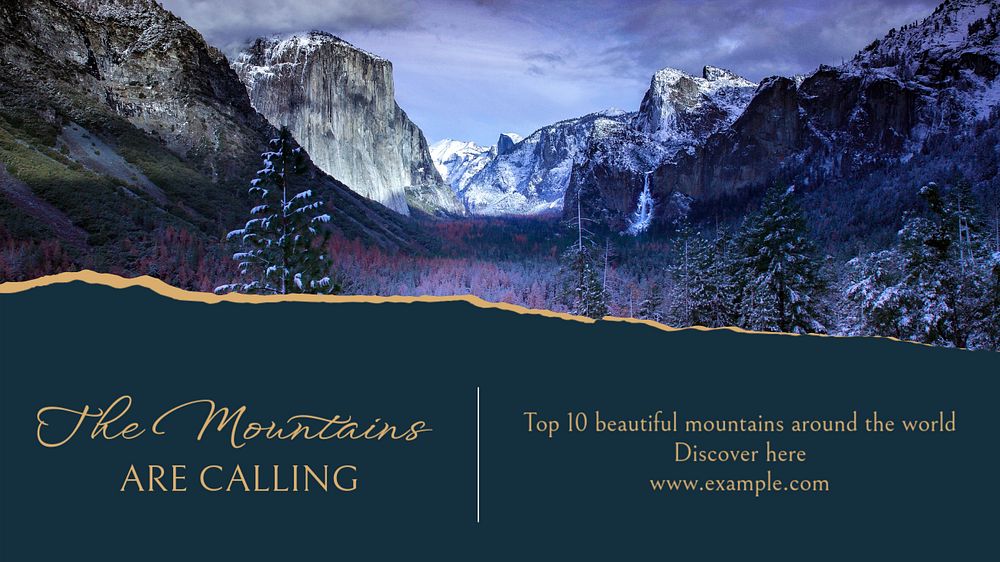 Mountain travel blog banner template, editable text & design