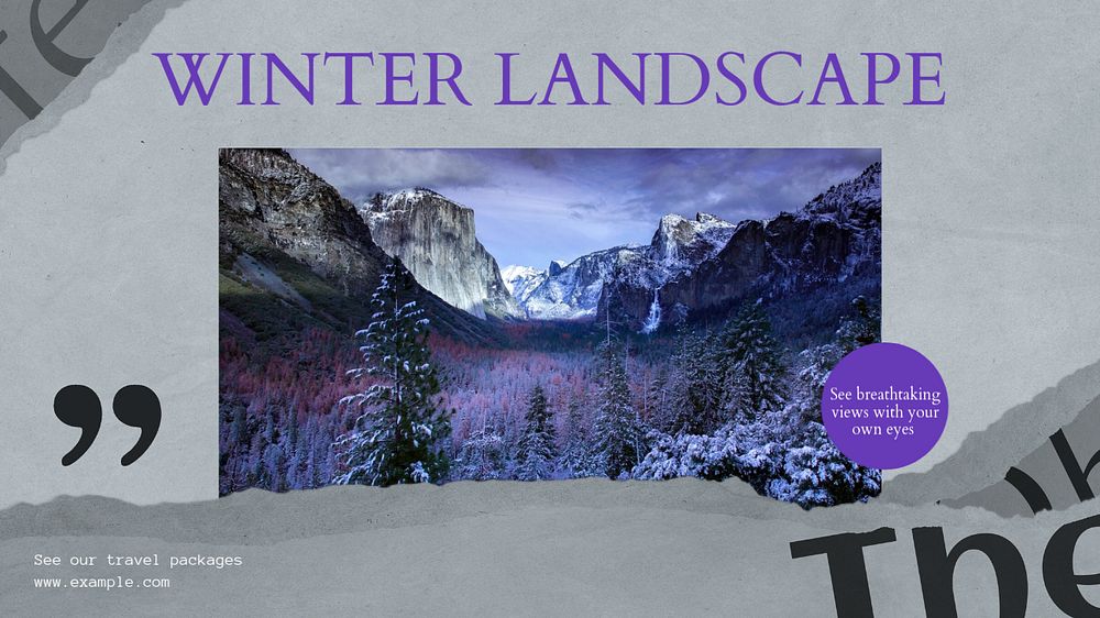 Winter travel blog banner template, editable text & design