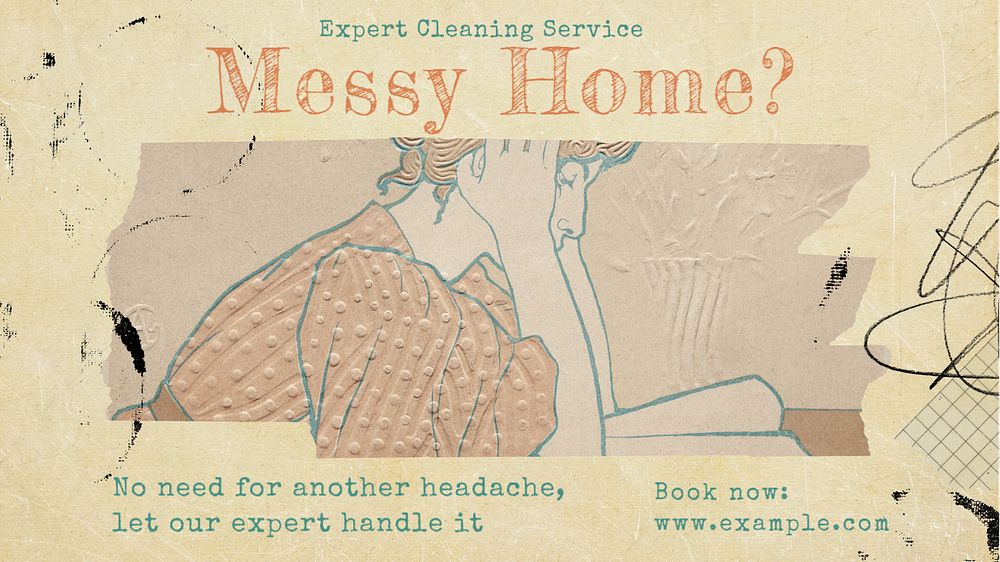 Cleaning service Facebook cover template, editable design