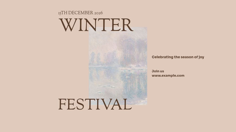 Winter festival blog banner template, editable text & design