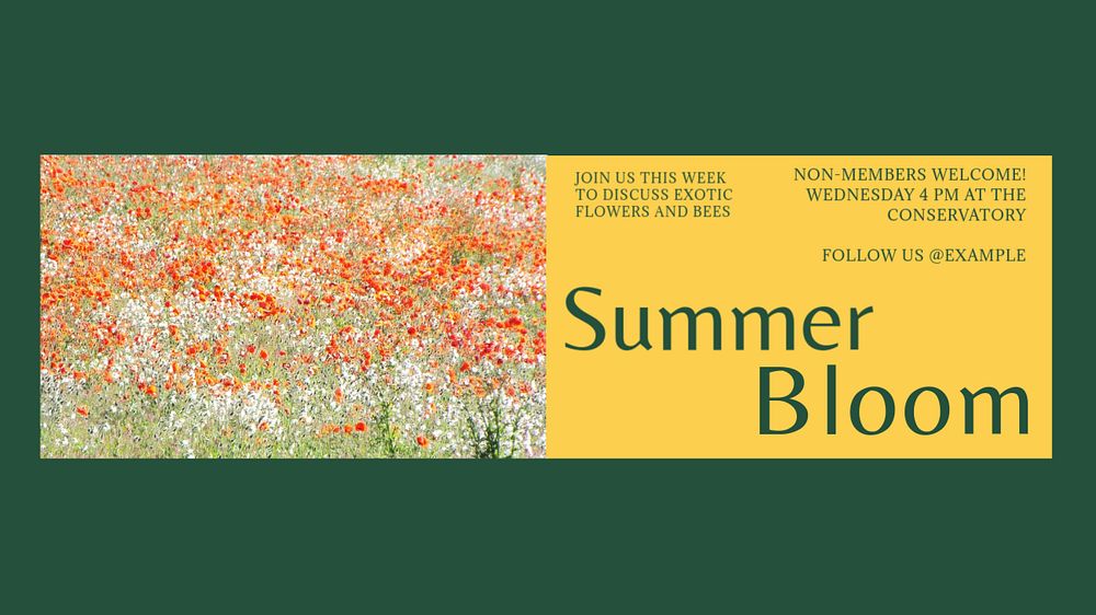 Summer bloom blog banner template, editable text & design