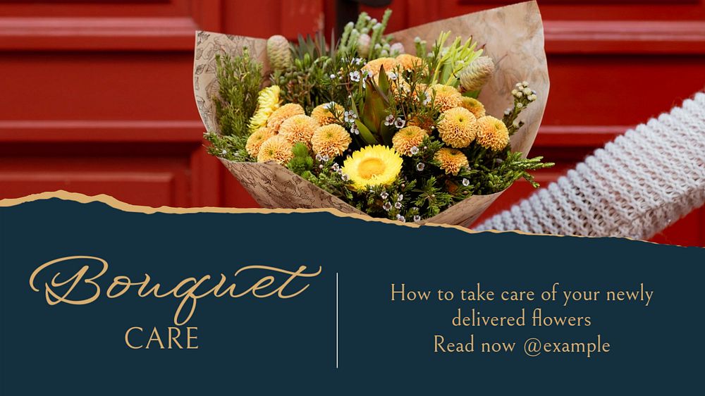 Bouquet care blog banner template, editable text & design