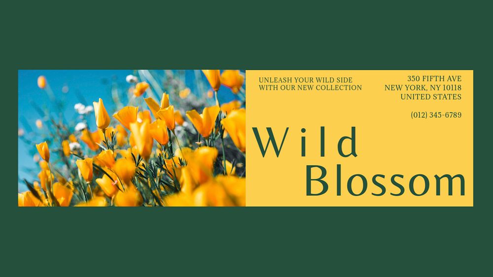 Wild blossom blog banner template, editable text & design