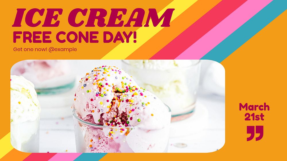 Ice-cream shop blog banner template, editable design