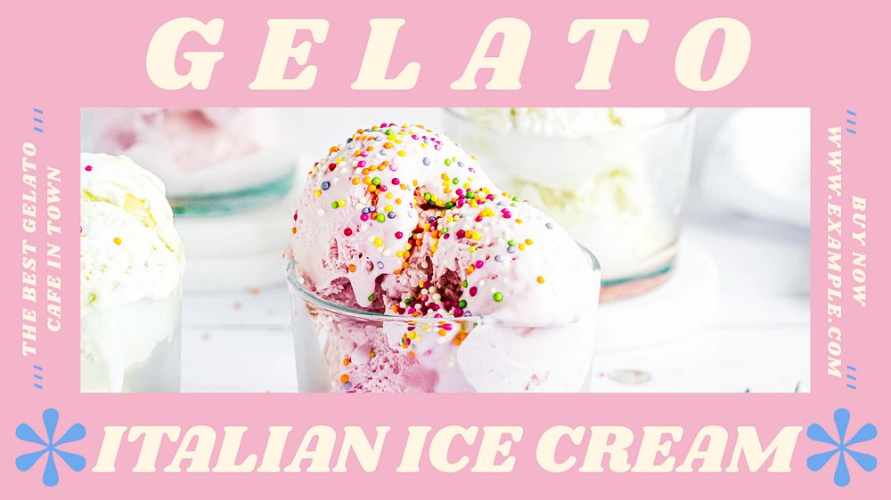 Gelato ice cream blog banner template, editable design