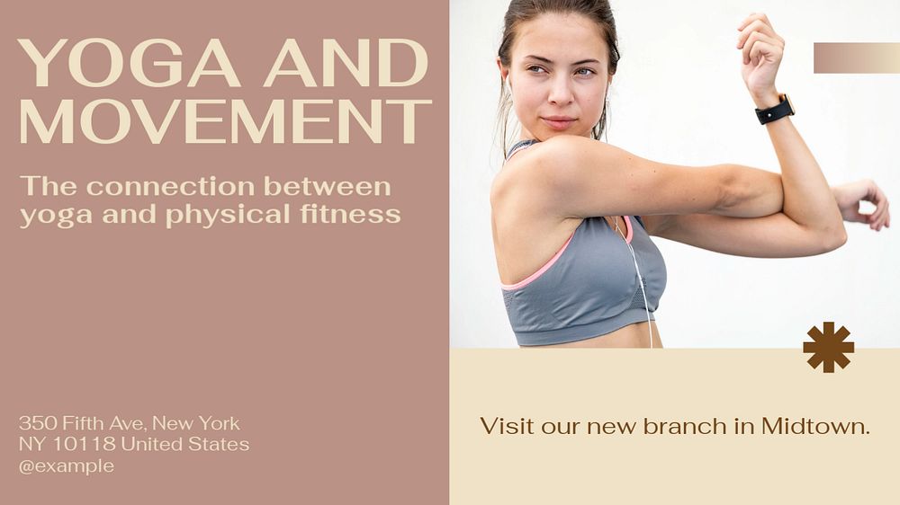 Yoga and movement blog banner template, editable design