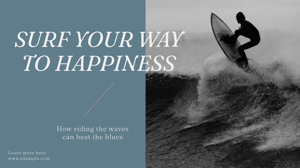 Surfing blog banner template, editable text & design