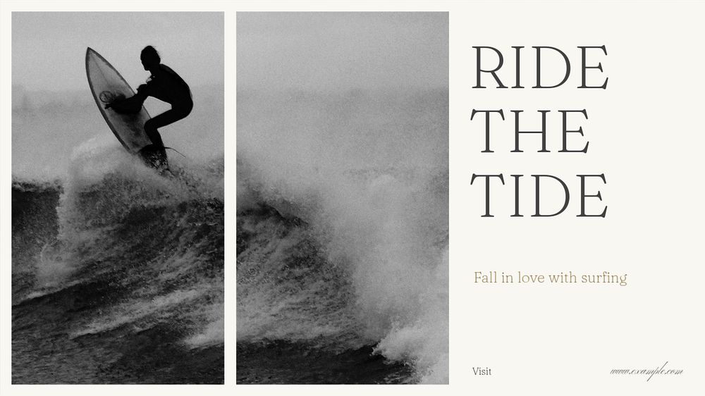 Surfing blog banner template, editable text & design