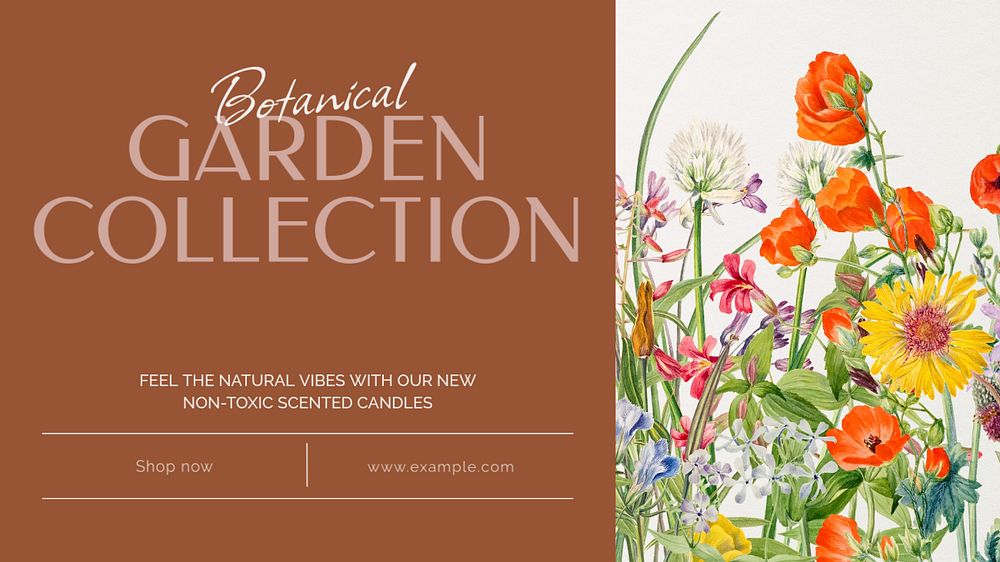 Botanical garden collection blog banner template, editable text & design