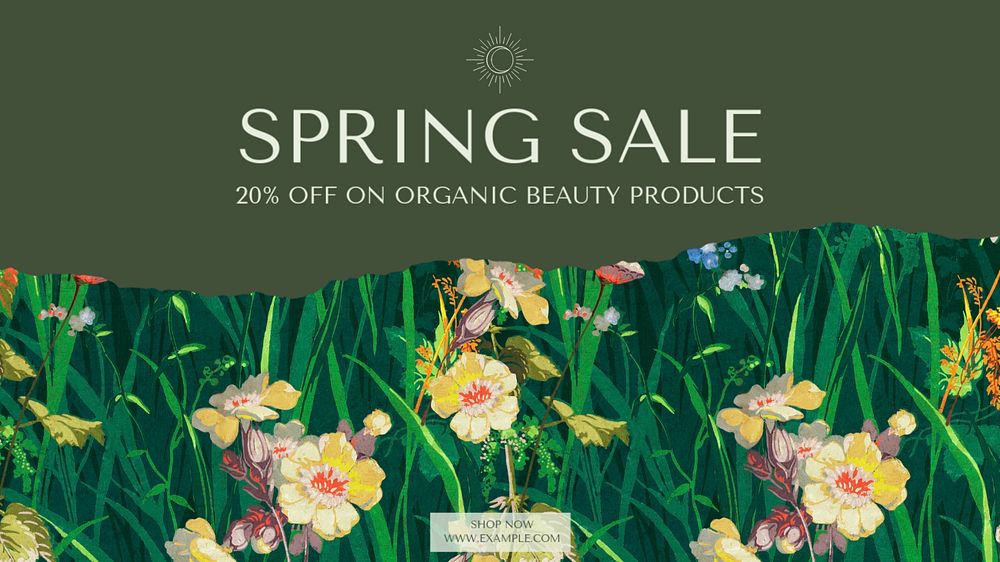 Spring sale blog banner template, editable text & design